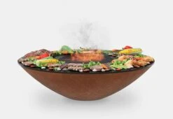 Arteflame 40 Inch Classic Steel Wood Burning Fire Bowl With Cooktop