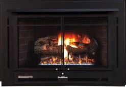 Buck Stove Classic Corner Fireplace Mantel With Model 34 Manhattan Vent Free Gas Fireplace