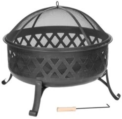 Dagan 30 Inch Black Diamond Wood Burning Fire Pit