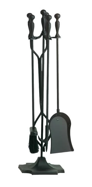 Dagan 31 Inch Four-Piece Ball And Peak Fireplace Tool Set - Black 3 Dagan 31 Inch Four-Piece Ball And Peak Fireplace Tool Set - Black