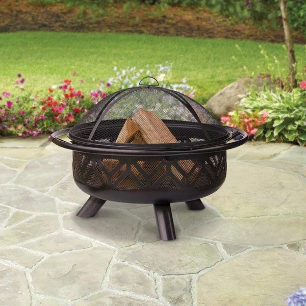 Endless Summer Oil-Rubbed Bronze Fire Pit With Geometric Design 4 Endless Summer Oil-Rubbed Bronze Fire Pit With Geometric Design - Image 2