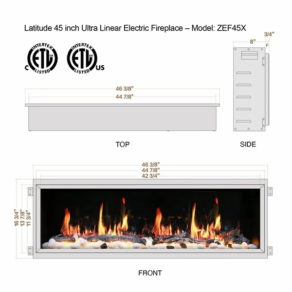 Litedeer Homes Latitude 45 Inch Ultra Slim Built-in Electric Linear Fireplace 8 Litedeer Homes Latitude 45 Inch Ultra Slim Built-in Electric Linear Fireplace - Image 6