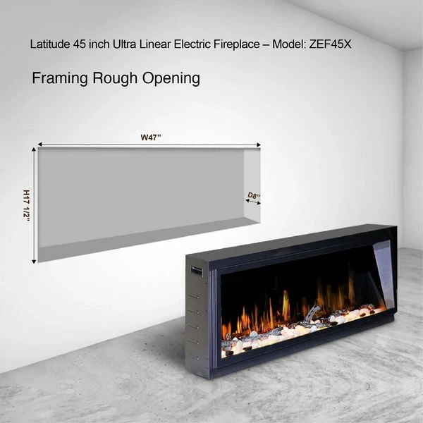 Litedeer Homes Latitude 45 Inch Ultra Slim Built-in Electric Linear Fireplace 4 Litedeer Homes Latitude 45 Inch Ultra Slim Built-in Electric Linear Fireplace - Image 2