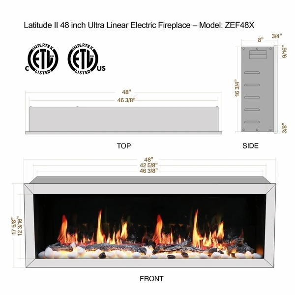 Litedeer Homes Latitude II 48 Inch Seamless Push-in Electric Linear Fireplace 9 Litedeer Homes Latitude II 48 Inch Seamless Push-in Electric Linear Fireplace - Image 7