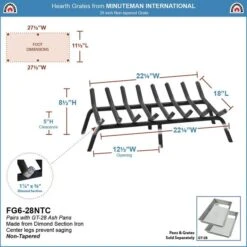 Fireplace Specialty Store -Fireplace Specialty Store minuteman 28 inch non tapered fireplace grate 18