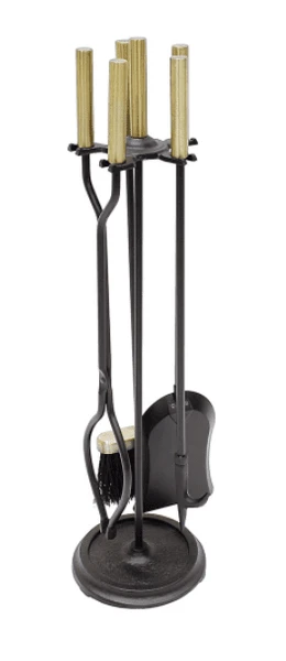 Minuteman Antique Brass And Black Neoclassic Fireplace Tool Set 3 Minuteman Antique Brass And Black Neoclassic Fireplace Tool Set