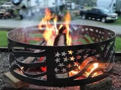 P&D Metal Works American Flag Wood Burning Fire Ring -Fireplace Specialty Store p d metal works american flag wood burning fire ring 75