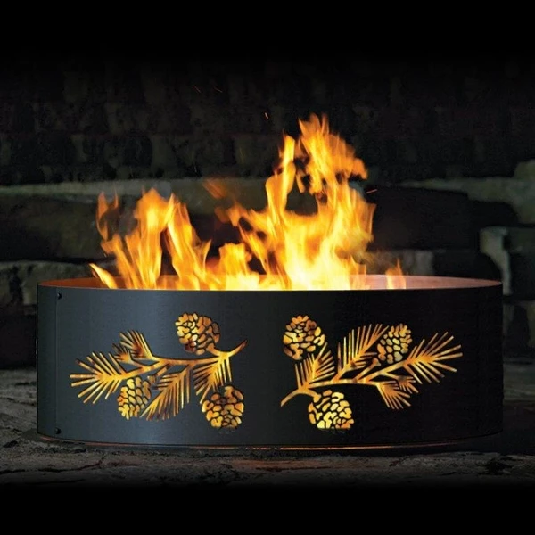 P&D Metal Works Pine Bough Wood Burning Fire Ring - 14 Gauge 4 P&D Metal Works Pine Bough Wood Burning Fire Ring - 14 Gauge - Image 2