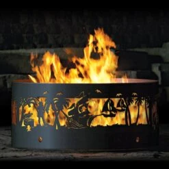 P&D Metal Works Pirates Life Wood Burning Fire Ring -Fireplace Specialty Store p d metal works pirates life wood burning fire ring 44