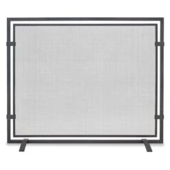 Pilgrim 39 Inch Sinclair Matte Black Single-Panel Mesh Fireplace Screen