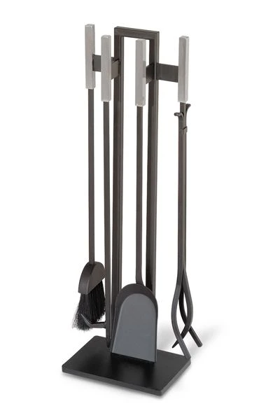 Pilgrim Modern Fireplace Tool Set With Brushed Steel Handles 3 Pilgrim Modern Fireplace Tool Set With Brushed Steel Handles