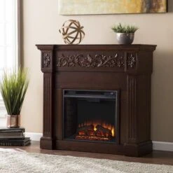 SEI 44 Inch Calvert Electric Fireplace With Carved Mantel -Fireplace Specialty Store sei 44 inch calvert electric fireplace with carved mantel 112