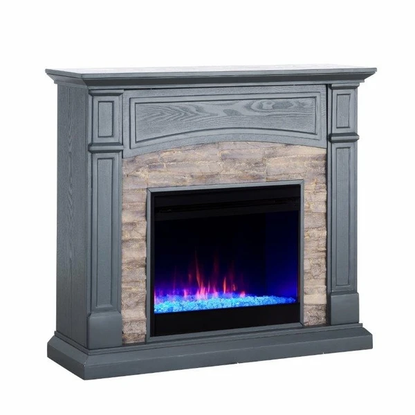 SEI 46 Inch Seneca Color Changing Electric Fireplace With Faux Stone Surround 4 SEI 46 Inch Seneca Color Changing Electric Fireplace With Faux Stone Surround - Image 2