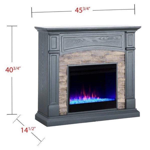 SEI 46 Inch Seneca Color Changing Electric Fireplace With Faux Stone Surround 5 SEI 46 Inch Seneca Color Changing Electric Fireplace With Faux Stone Surround - Image 3