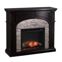SEI 46 Inch Tanaya Electric Fireplace With Faux Stone Surround