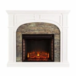SEI 46 Inch Tanaya Electric Fireplace With Stacked Stone Mantel -Fireplace Specialty Store sei 46 inch tanaya electric fireplace with stacked stone mantel 62