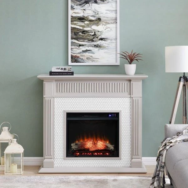 SEI 48 Inch Chessing Electric Fireplace With Penny-Tiled Surround 6 SEI 48 Inch Chessing Electric Fireplace With Penny-Tiled Surround - Image 4