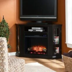 SEI 48 Inch Claremont Corner Electric Fireplace With Storage -Fireplace Specialty Store sei 48 inch claremont corner electric fireplace with storage 58