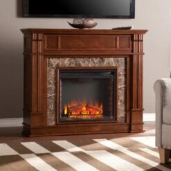SEI 48 Inch Highgate Electric Fireplace With Stone Mantel -Fireplace Specialty Store sei 48 inch highgate electric fireplace with stone mantel 51