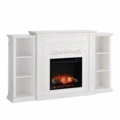 SEI 72 Inch Chantilly Electric Fireplace With Side Bookcases -Fireplace Specialty Store sei 72 inch chantilly electric fireplace with side bookcases 66