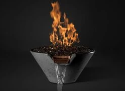 Slick Rock Concrete 34 Inch Cascade Conical Fire On Water Feature - Electronic Ignition