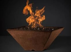 Slick Rock Concrete 34 Inch Ridgeline Square Fire Bowl Enclosure And Media Pan