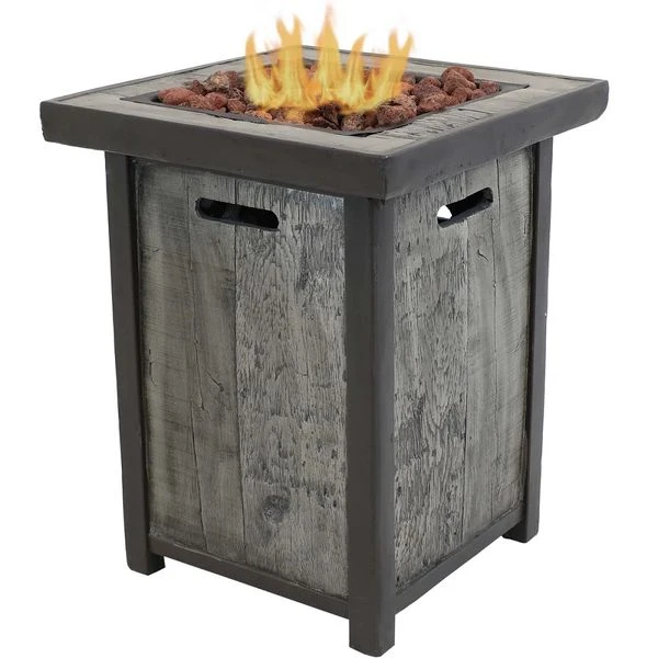 Sunnydaze 20 Inch Cast Stone And Weathered Wood Propane Fire Pit Table - Manual Ignition 3 Sunnydaze 20 Inch Cast Stone And Weathered Wood Propane Fire Pit Table - Manual Ignition