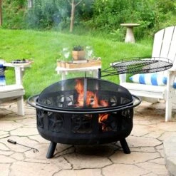 Sunnydaze 30 Inch Black Steel All Star Portable Outdoor Wood Burning Fire Bowl -Fireplace Specialty Store sunnydaze 30 inch black steel all star portable outdoor wood burning fire bowl 8