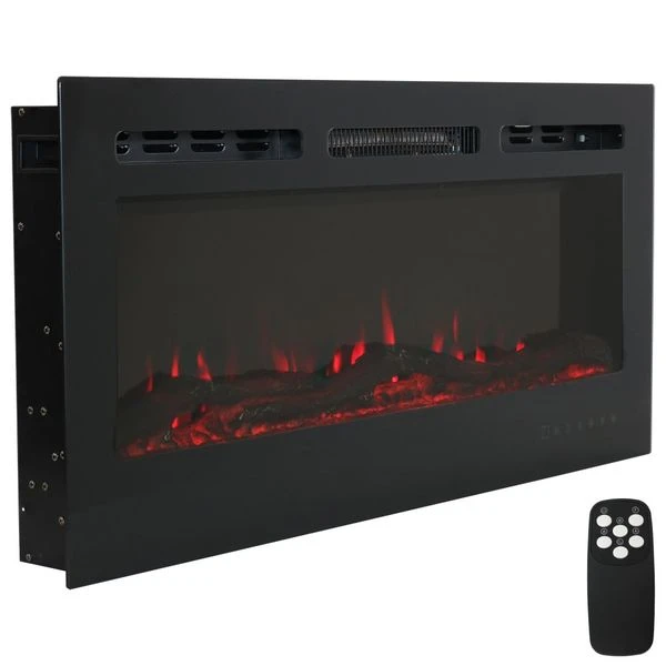 Sunnydaze 40 Inch Black Modern Flame Indoor Wall-Mounted Or Recessed LED Electric Fireplace 3 Sunnydaze 40 Inch Black Modern Flame Indoor Wall-Mounted Or Recessed LED Electric Fireplace