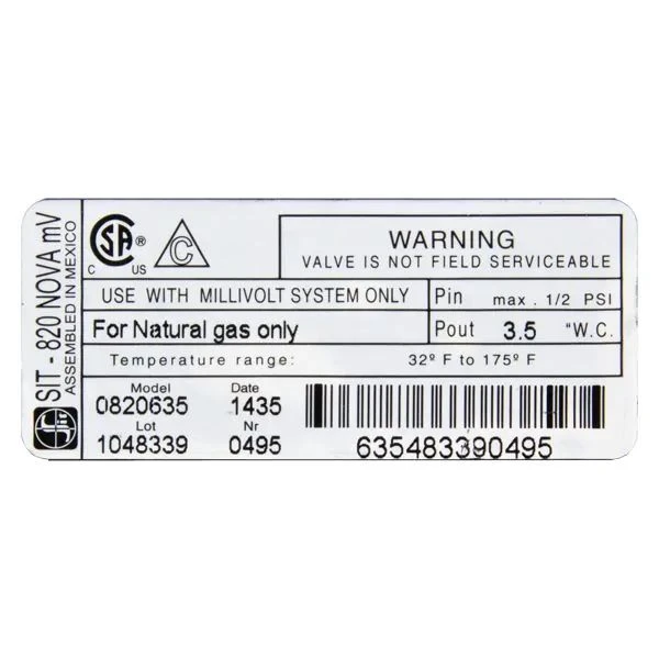 Superior SIT Millivolt Natural Gas Control Valve With Flame Modulation 5 Superior SIT Millivolt Natural Gas Control Valve With Flame Modulation - Image 3