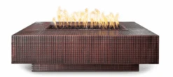 The Outdoor Plus 66 X 38 Inch Linear Cabo Hammered Copper Gas Fire Pit With Flame Sense