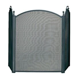 UniFlame 3 Fold Black Fireplace Screen With Woven Mesh