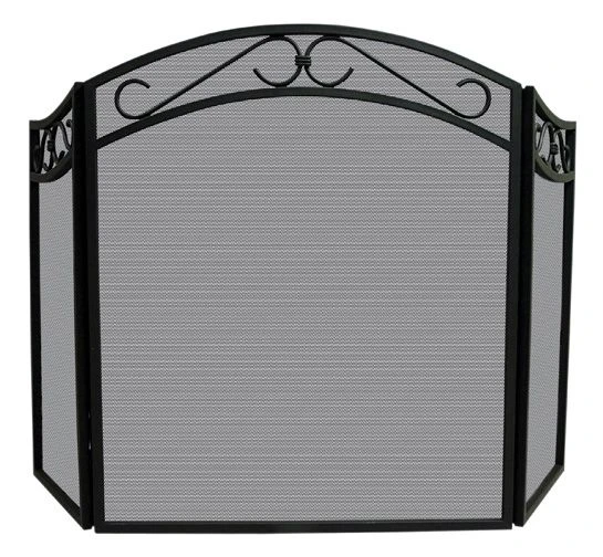 Uniflame Tri Fold Wrought Iron Arch Top Fireplace Screen With Decorative Scrolls 3 Uniflame Tri Fold Wrought Iron Arch Top Fireplace Screen With Decorative Scrolls