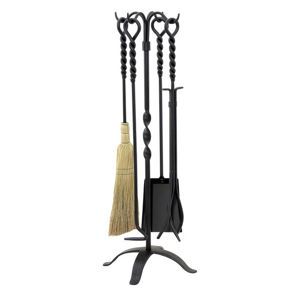 Uniflame Black Wrought Iron Twist Fireplace Tool Set 3 Uniflame Black Wrought Iron Twist Fireplace Tool Set