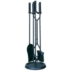 Uniflame Wrought Iron Fireplace Tool Set With Cylinder Handles