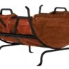UniFlame Black Wrought Iron Log Holder With Leather Carrier -Fireplace Specialty Store uniflame black wrought iron log holder with leather carrier 90