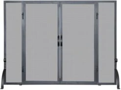 Uniflame Large Black Wrought Iron Screen With Doors